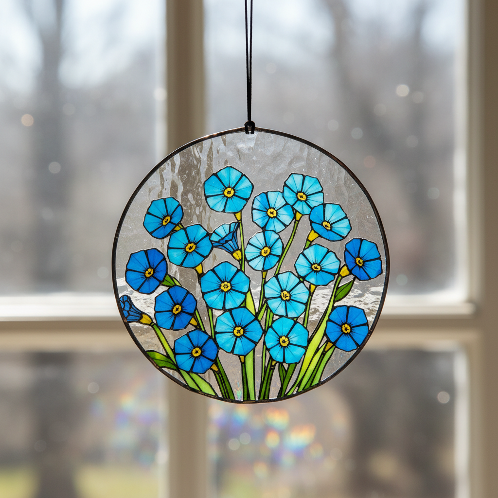 Custom Birth Flower Stained Glass Suncatcher, Birth Month Flower Stained Glass Suncatcher,birth Flower Memorial Gift,mother Day Gift for Mom