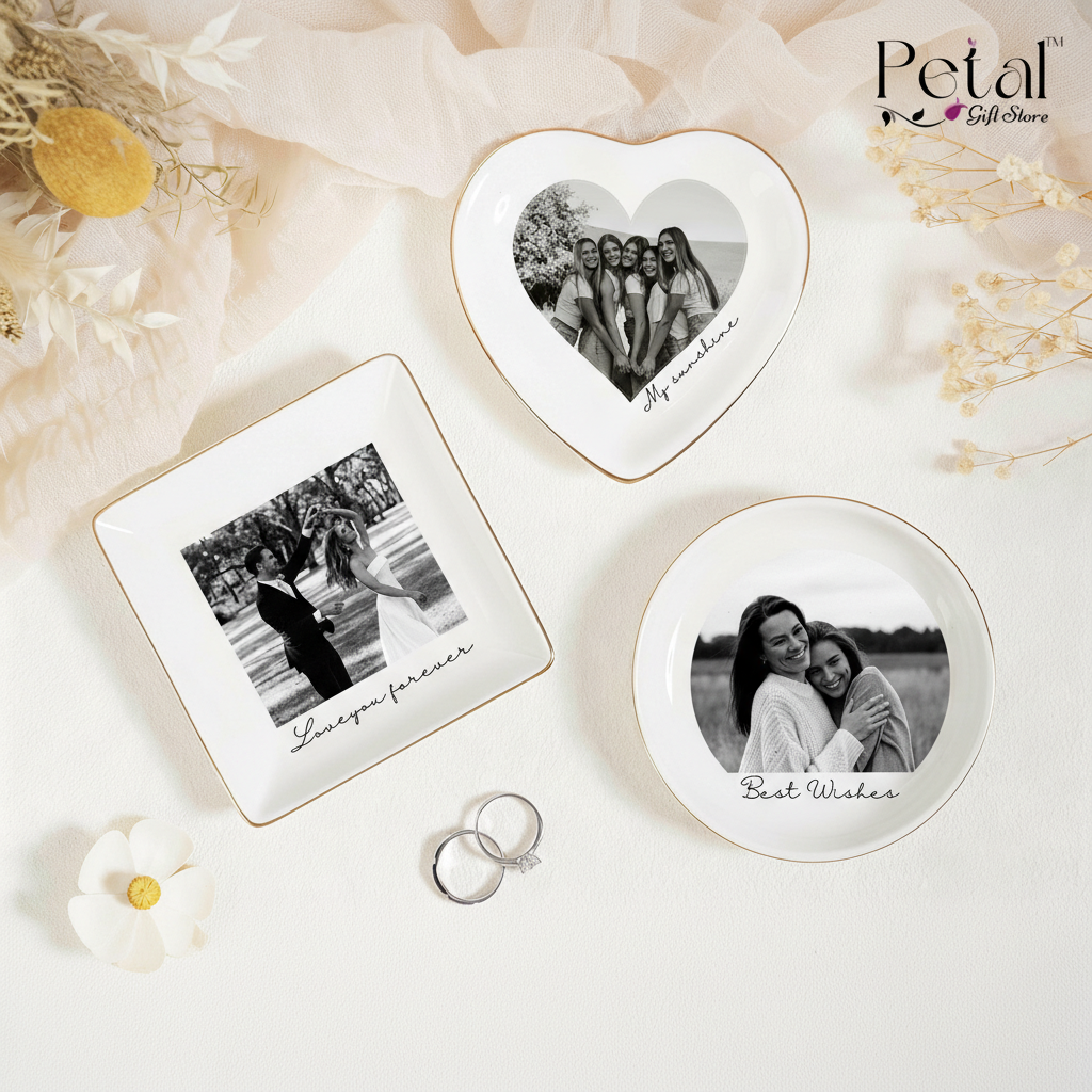 Personalized Photo Trinket Dish: Custom Jewelry Tray, Bridesmaid Proposal Favor Gift for Friend, Bestie