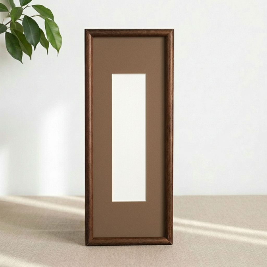 Photobooth Frame for Photo Strip Prints, Elongated Solid Walnut Wood Frame with Colored Mount, Strip Photo Holder for Photoautomat Prints