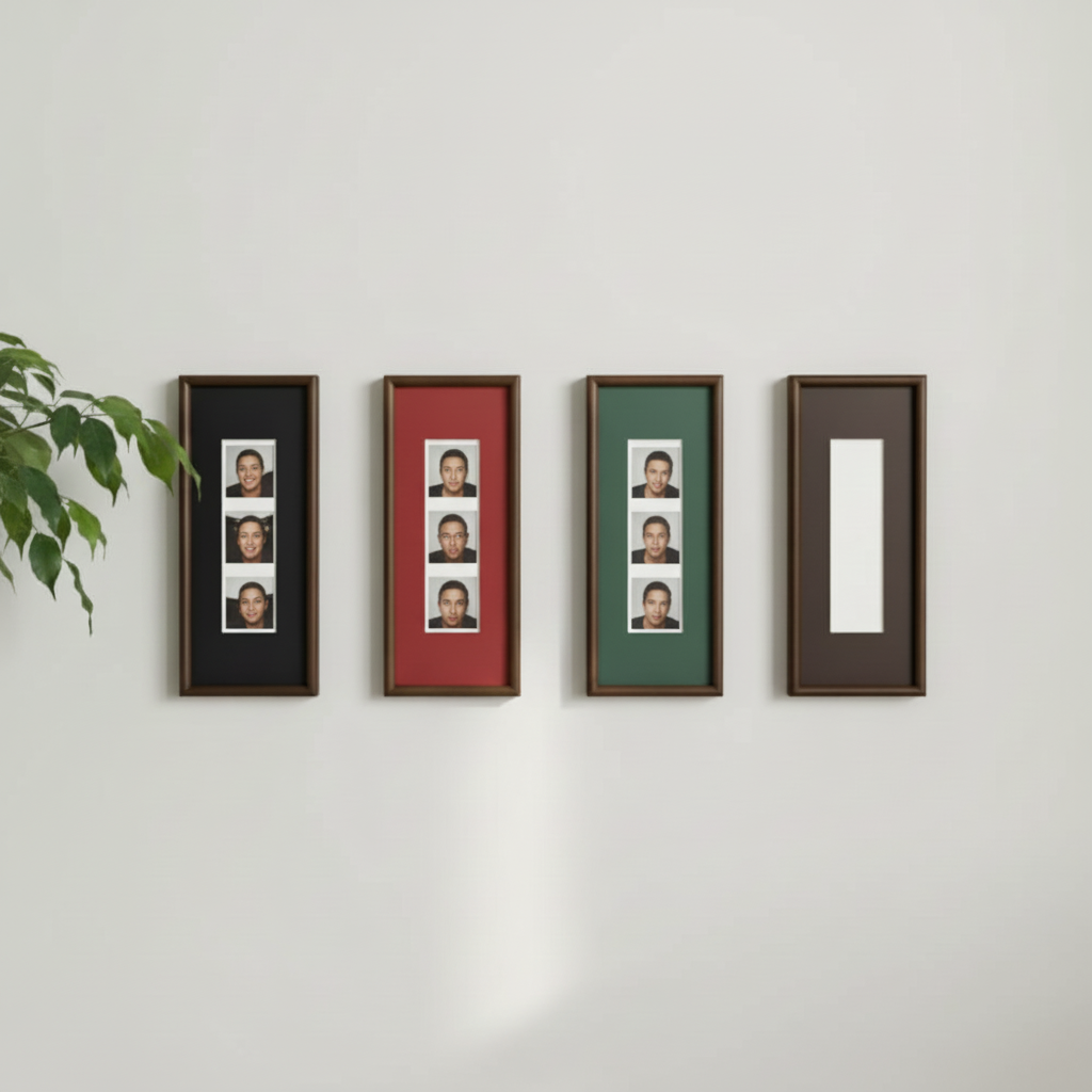 Photo Booth Frame for Photo Strips, Solid Walnut Wood Picture Frame, Long Photo Strip Holder for Photo Booth Prints