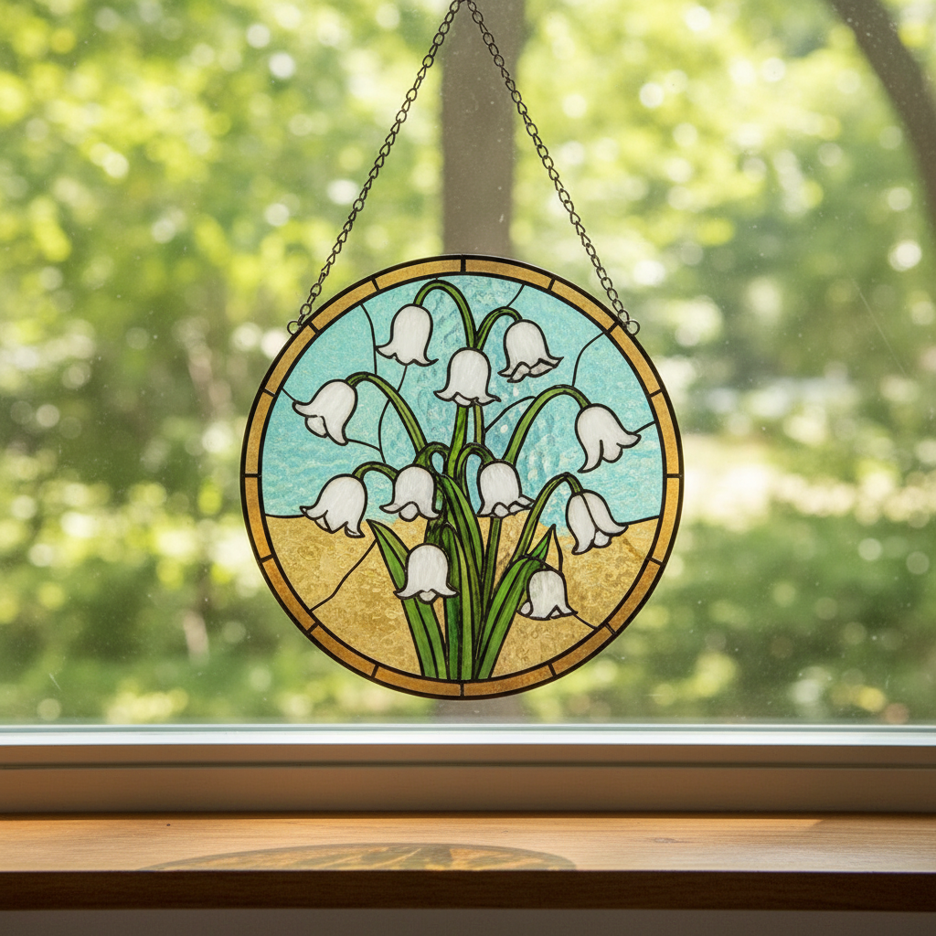 Custom Birth Month Flower Stained Glass Suncatcher, Personalized Mom’s Garden Window Decor, Floral Birth Flower Hanging Ornament Gift
