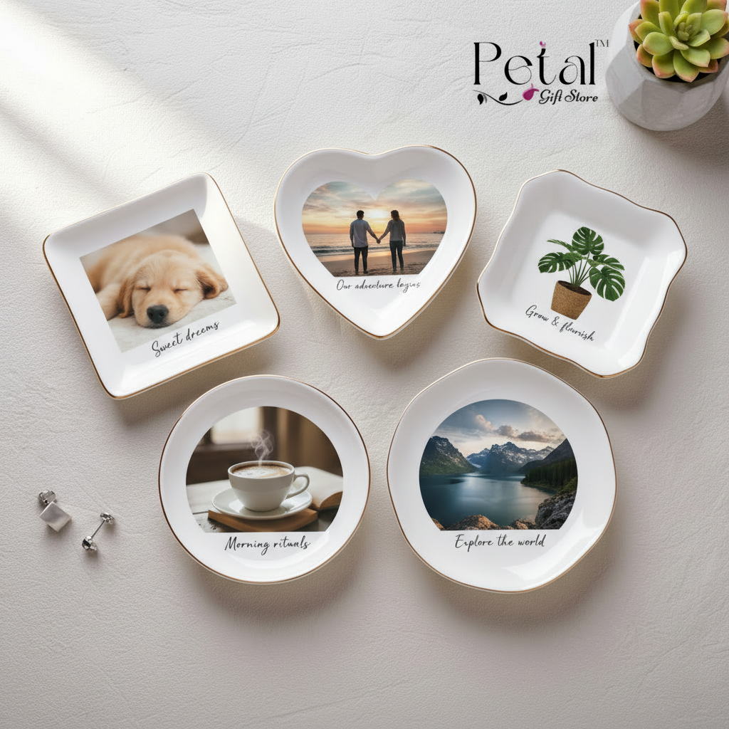 Custom Photo Pet Ceramic Jewelry Dish, Personalized Animal Photo Trinket Dish, Pet Mom Gift, Dog/Cat Keepsake Dish, Besties Forever Gift