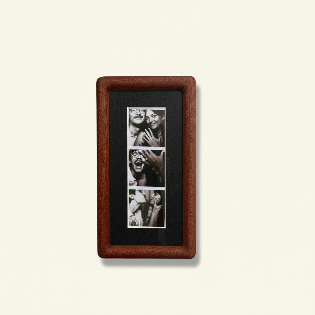 Handmade Walnut Photo Booth Frame, Photo Strip Frame with Color Mount, Retro Photobooth Picture Frame, Desk or Wall Display Gift