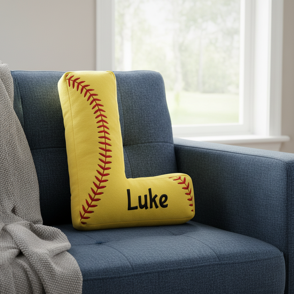 Personalized Sports Pillow, Custom Baseball Cushion with Name, Gift for Young Baseball Fans, Flat Print Decor