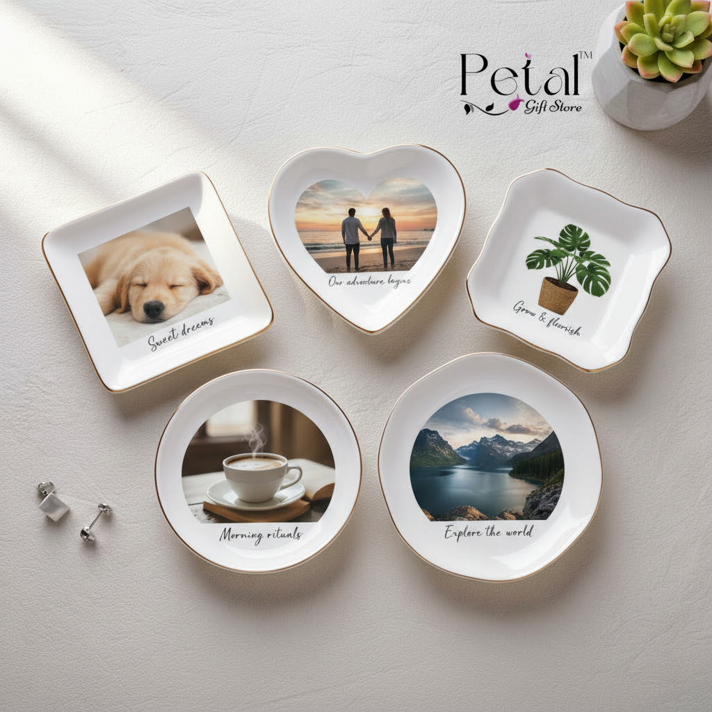 Personalised Bestie Photo Trinket Dish, Custom Jewelry Ring Dish, Bridesmaid Proposal, Ceramic Trinket Tray for Best Friend, Wedding Gift