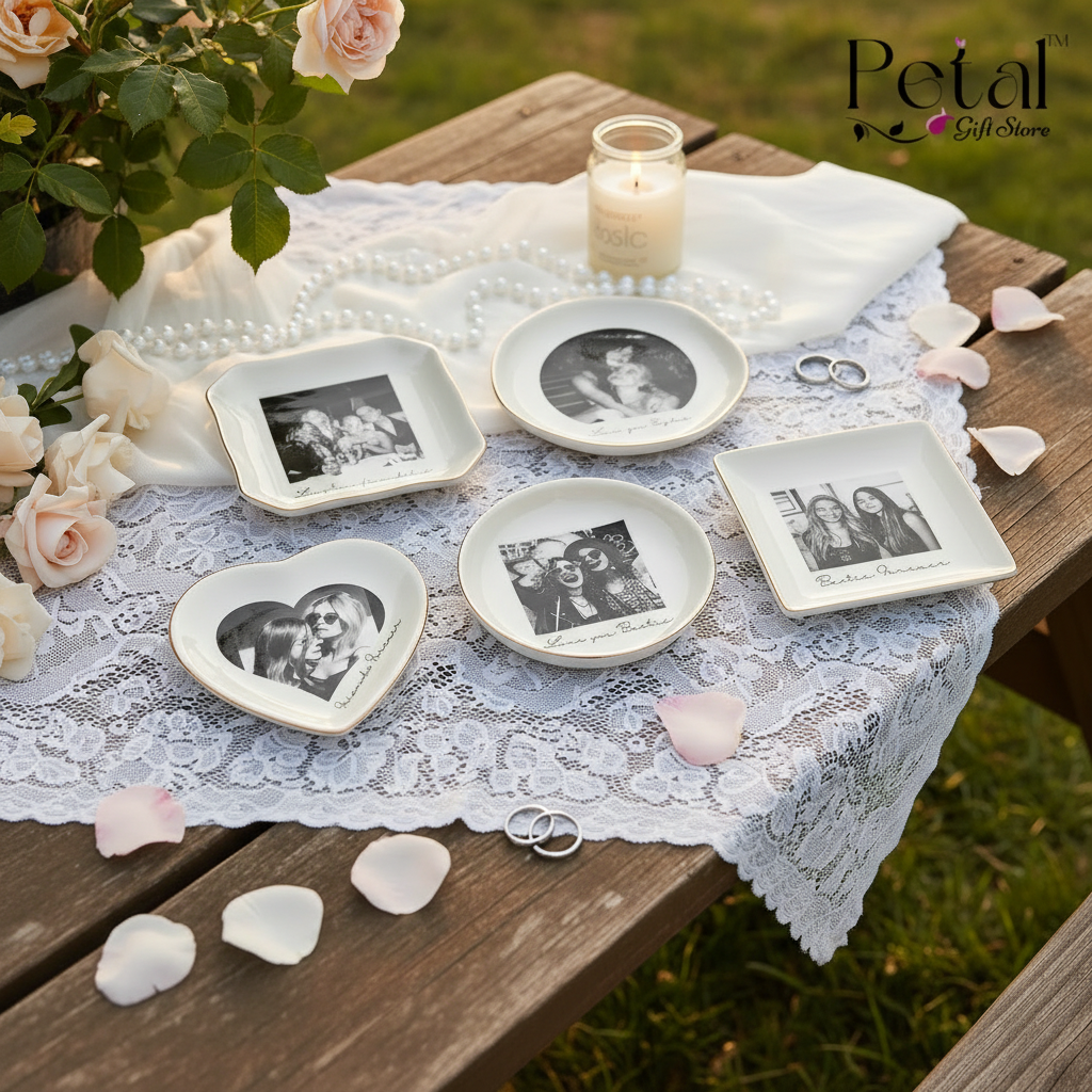 Personalised Photo Trinket Dish: Custom Jewelry Ring Dish, Wedding Gift, Bridesmaid Proposal, Trinket Tray for Best Friend, Bestie
