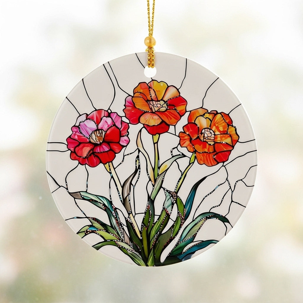 Birth Flower Christmas Ornament, Christmas Tree Ornaments, Keepsake Ornaments, Holiday Decor, Holiday