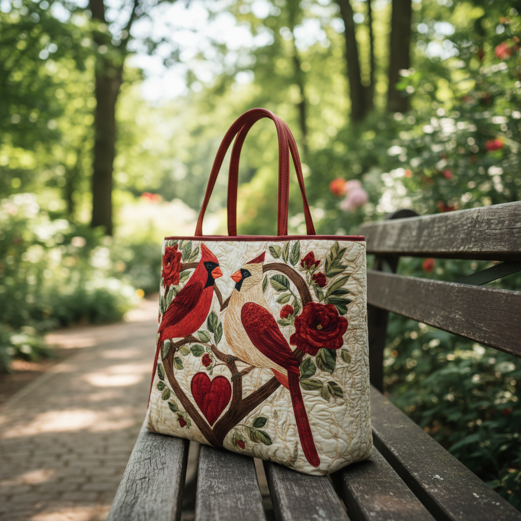 Bird Shoulder Bag, 3D All Over Printed Quilted Tote Bag, Cute Bird Bag, Handmade Patchwork Tote, Gift for Bird Lovers