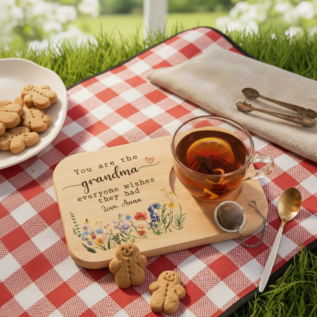 Personalised Grandma Wooden Tea & Biscuit Board - Serving Board - birthday, Christmas gift for gran granny, grandma, nan, nana, nanny, nonna