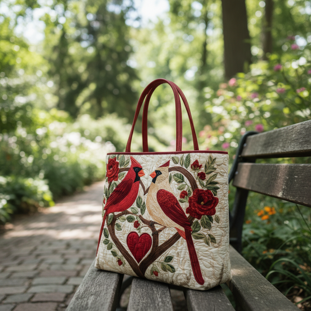 Bird Shoulder Bag, 3D All Over Printed Quilted Tote Bag, Cute Bird Bag, Handmade Patchwork Tote, Gift for Bird Lovers