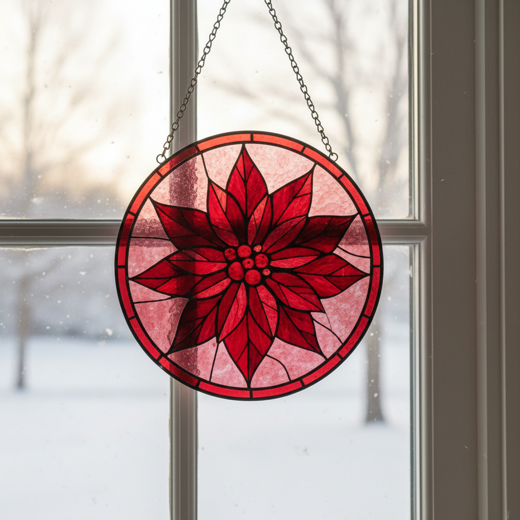 Personalized Birth Month Flower Stained Glass Style Suncatcher, Mom Garden Gift, Decorative Window Hanging Floral Ornament
