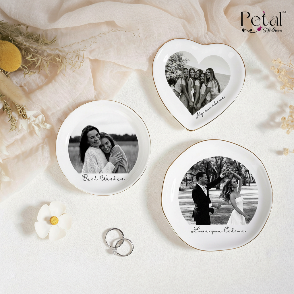 Personalized Photo Trinket Dish: Custom Jewelry Tray, Bridesmaid Proposal Favor Gift for Friend, Bestie