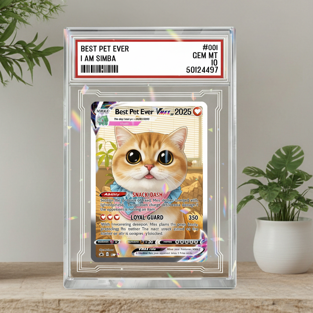 Personalized Cat Acrylic Card, Custom Couple Photo Anime Themed Gift for Anniversary,  Pokepet Trading Card, Love Card Gift
