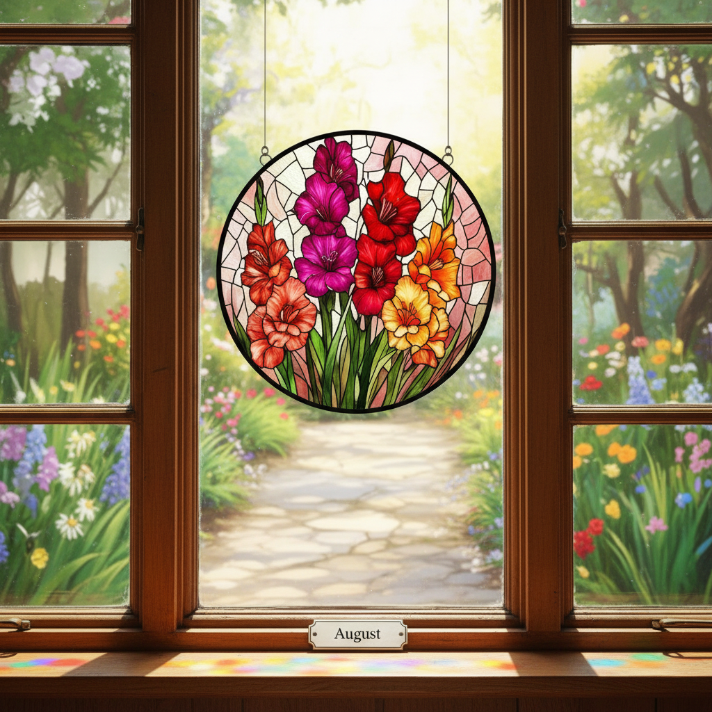 Custom Birth Flower Stained Glass Suncatcher, Custom Grandma's Garden Gift, Floral Window Decor for Home & Mother’s Day, Home Decor