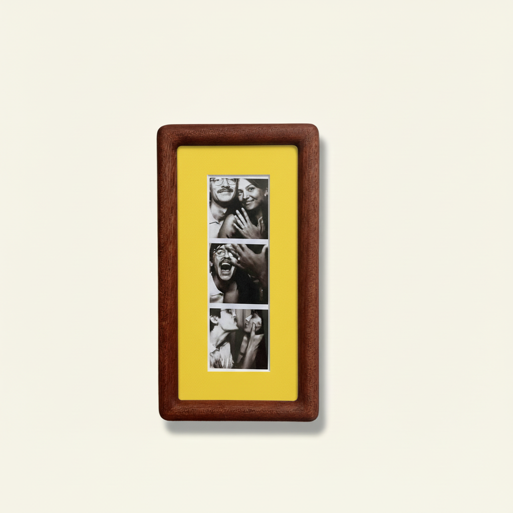 Handmade Walnut Photo Booth Frame, Photo Strip Frame with Color Mount, Retro Photobooth Picture Frame, Desk or Wall Display Gift