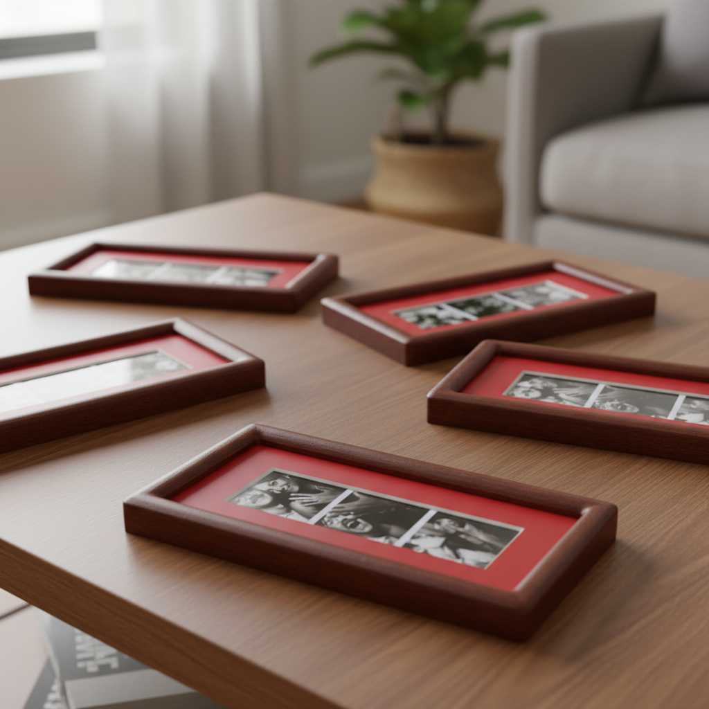 Handmade Walnut Photo Booth Frame, Photo Strip Frame with Color Mount, Retro Photobooth Picture Frame, Desk or Wall Display Gift