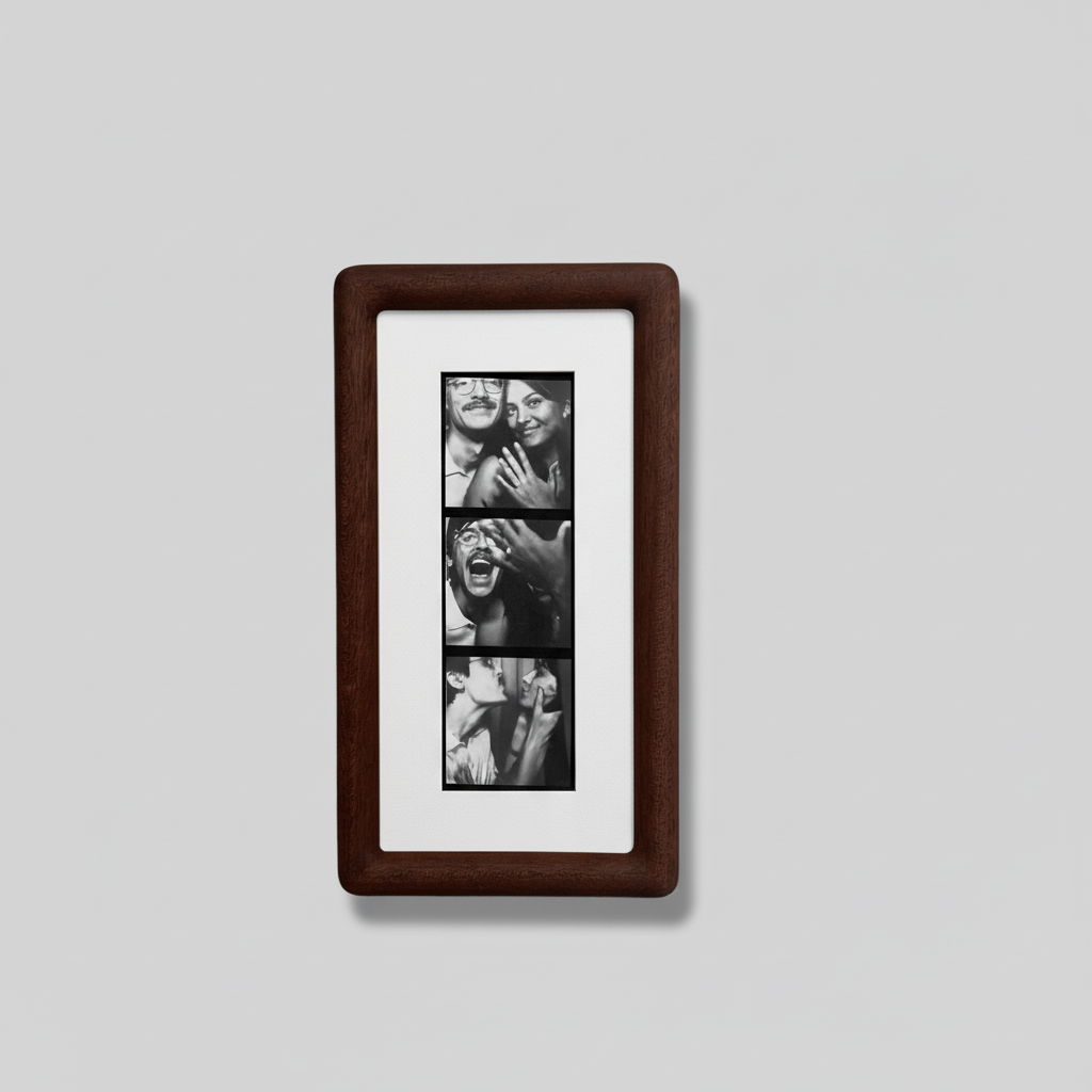 Handmade Walnut Photo Booth Frame with Colour Mount | Photo Strip Frame | Retro Photobooth Picture Frame | Desk or Wall Frame