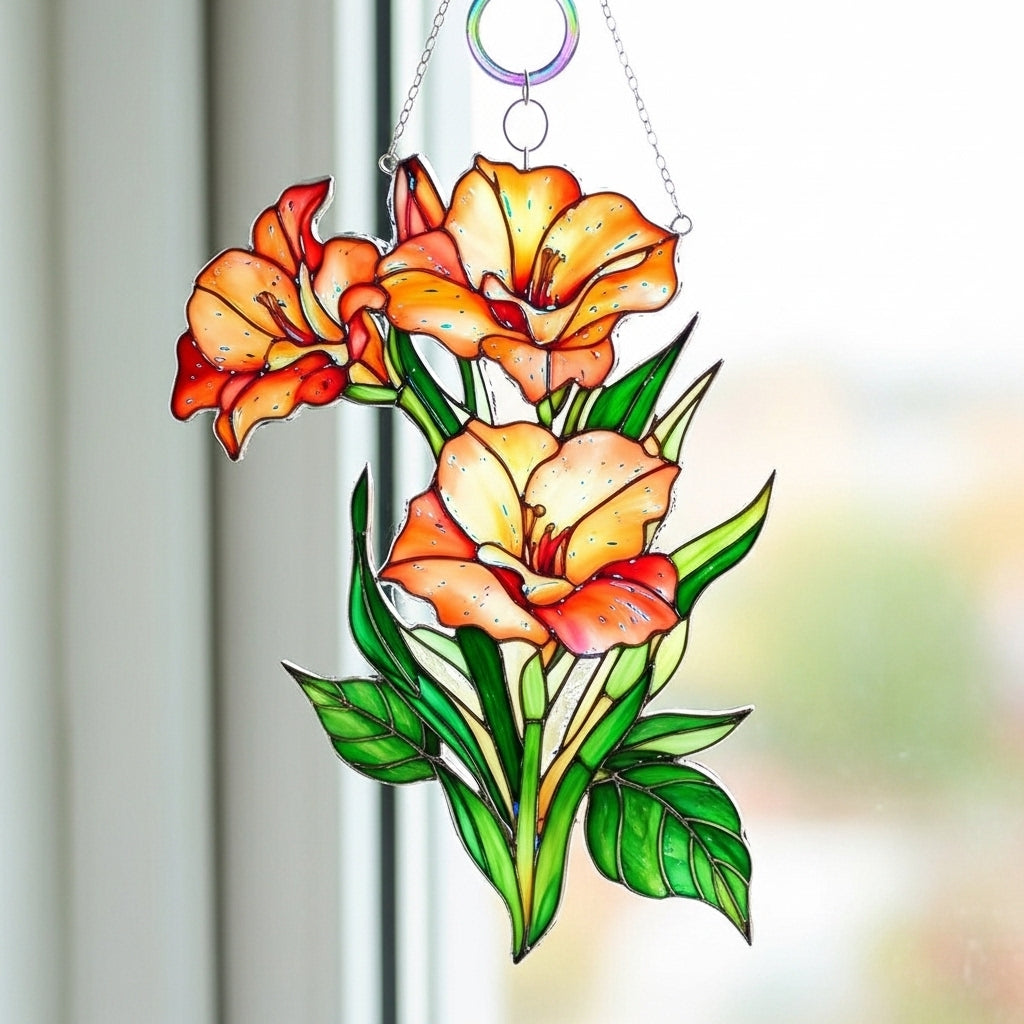 Birth Flower With Name Suncatcher Mother’s Day Gift for Mom, Grandma Garden Birth Month Flower Acrylic Window Hanging
