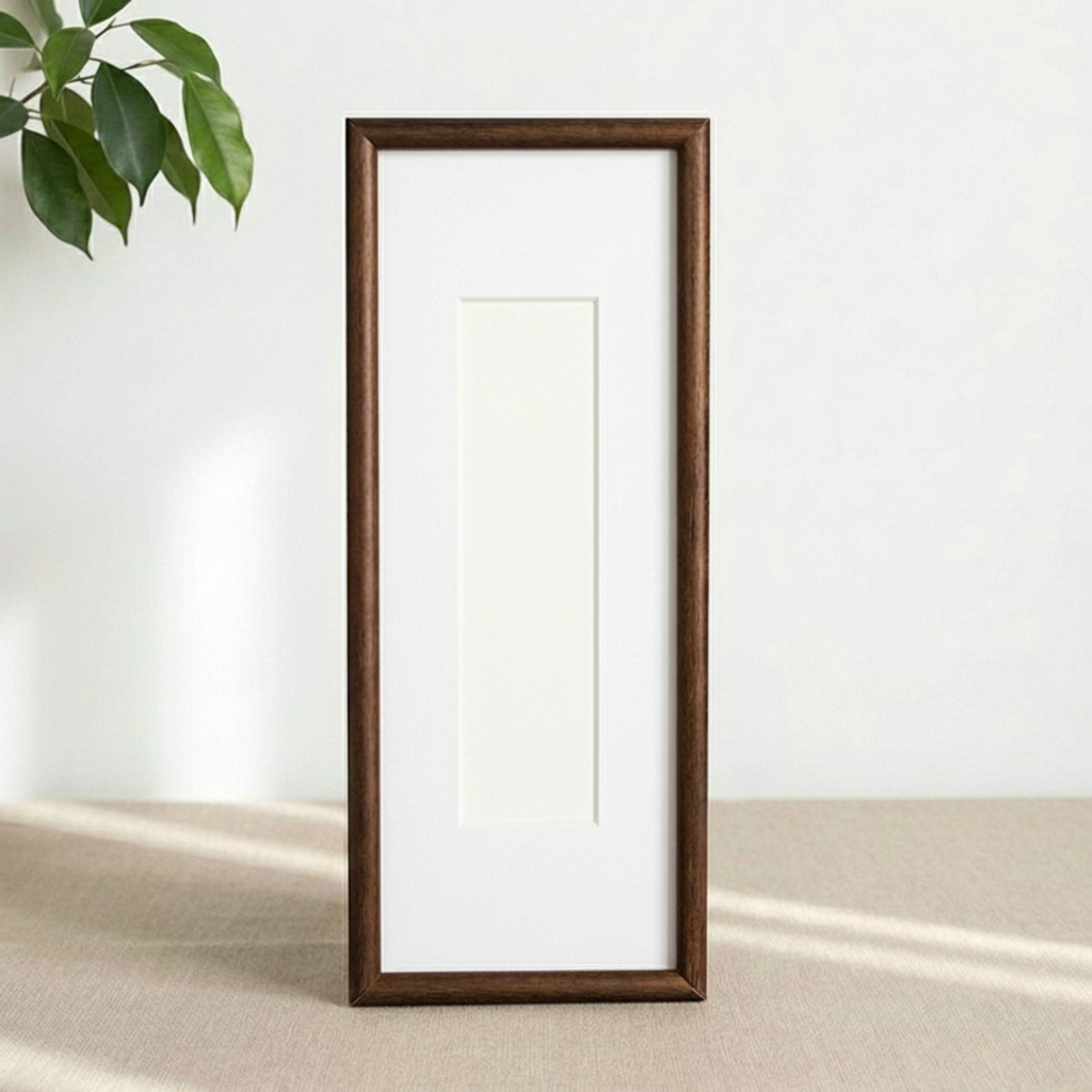 Photobooth Frame for Photo Strip Prints, Elongated Solid Walnut Wood Frame with Colored Mount, Strip Photo Holder for Photoautomat Prints