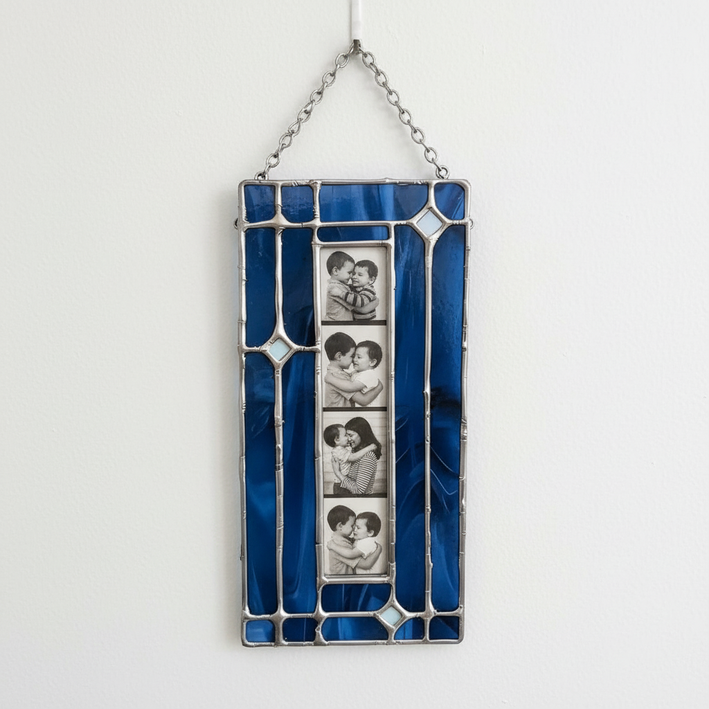Photo Booth Photo Frame – Stained Glass Photo Booth Frame for 4x20cm Photo Strips, Hanging Window Display, Blank DIY Keepsake Gift