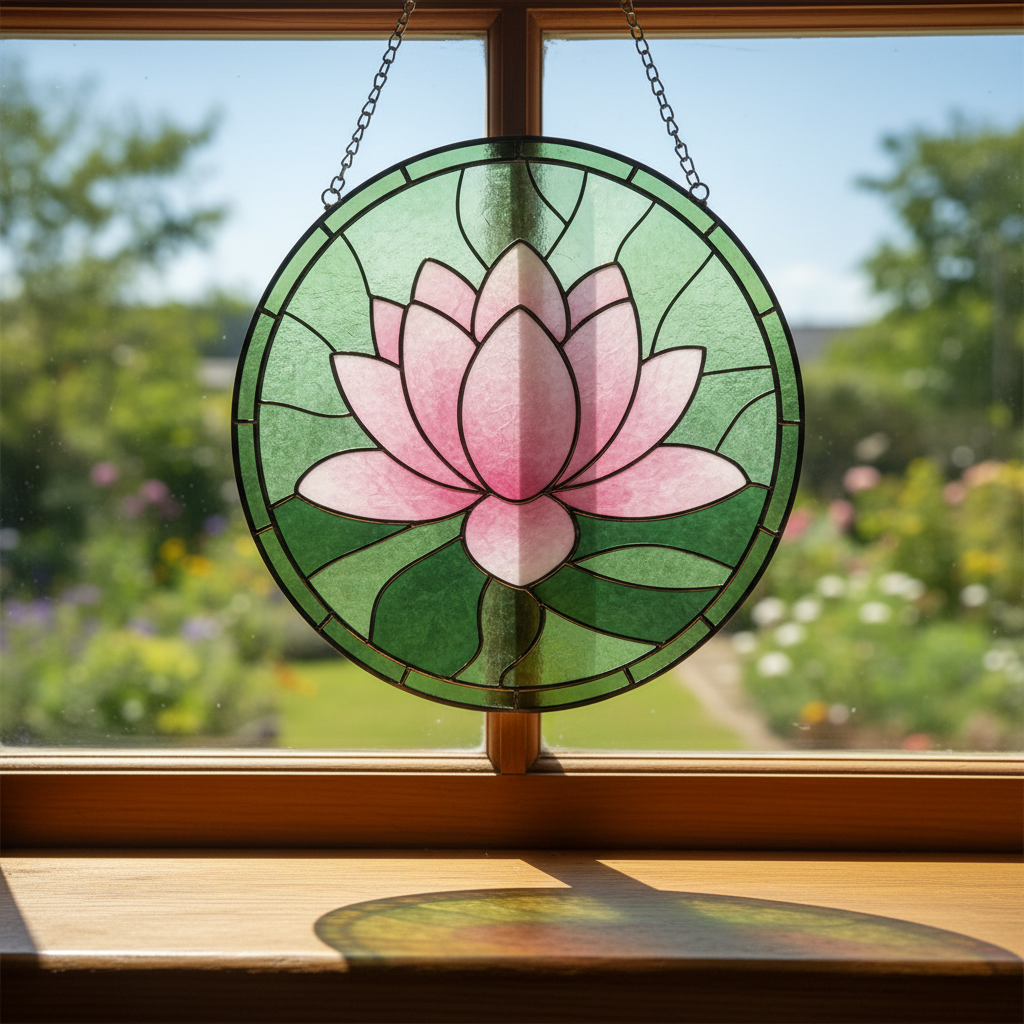 Custom Birth Flower Month Stained Glass Suncatcher, Personalized Mother’s Garden Gift, Floral Window Hanging Ornament