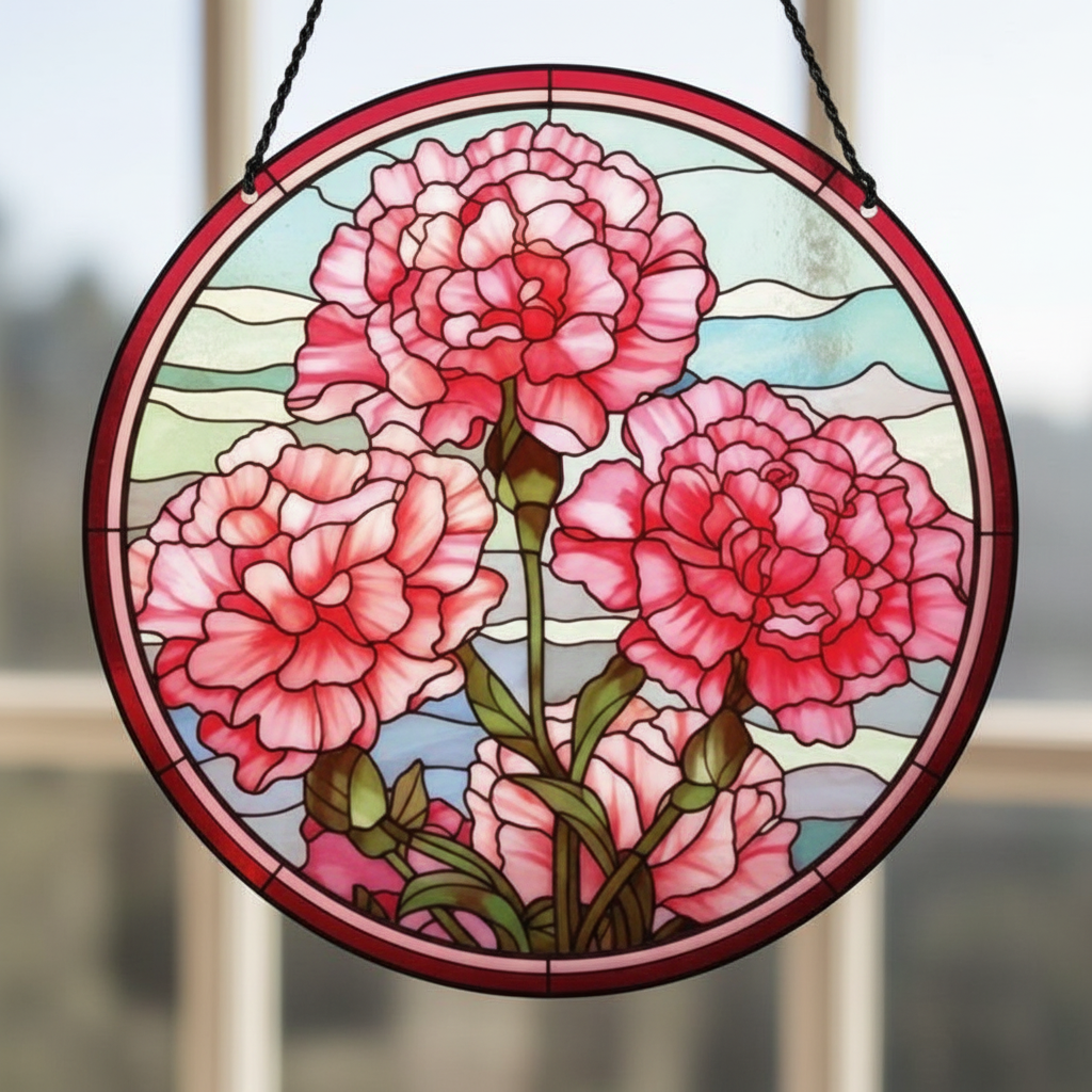 Custom Birth Month Flower Stained Glass Suncatcher Window Hanging, Birth Flower Gift, Mothers Day Gift for Mom, Birthday Gift for Besties