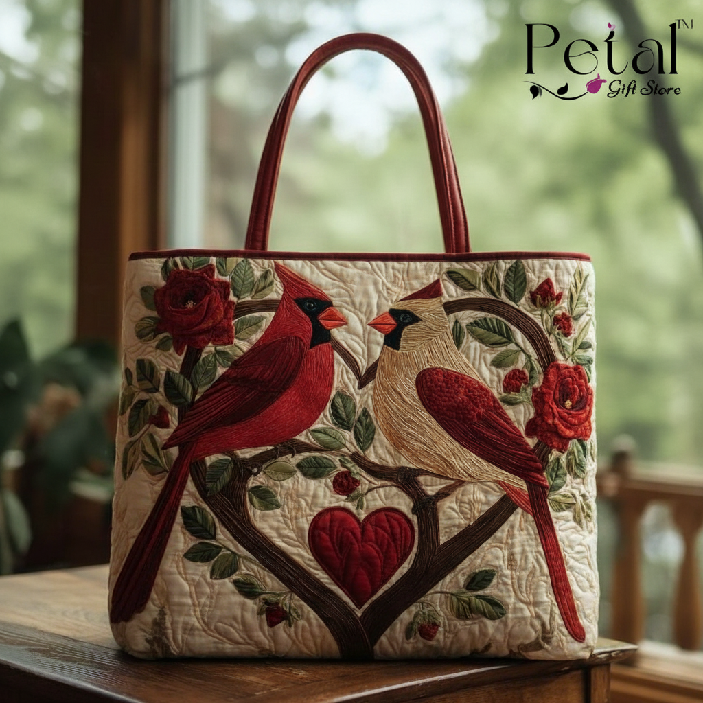 Bird Shoulder Bag, 3D All Over Printed Quilted Tote Bag, Cute Bird Bag, Handmade Patchwork Tote, Gift for Bird Lovers