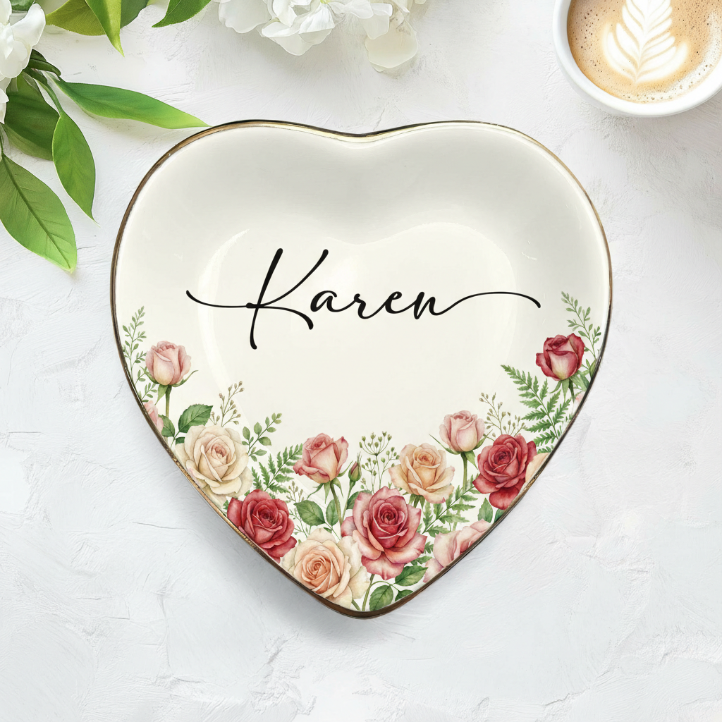 Personalised Birth Flower Trinket Dish_ Custom Birth Month Flower Trinket Dish, Wedding Bridesmaid Gift, Wildflower Ring Holder, Best Friend