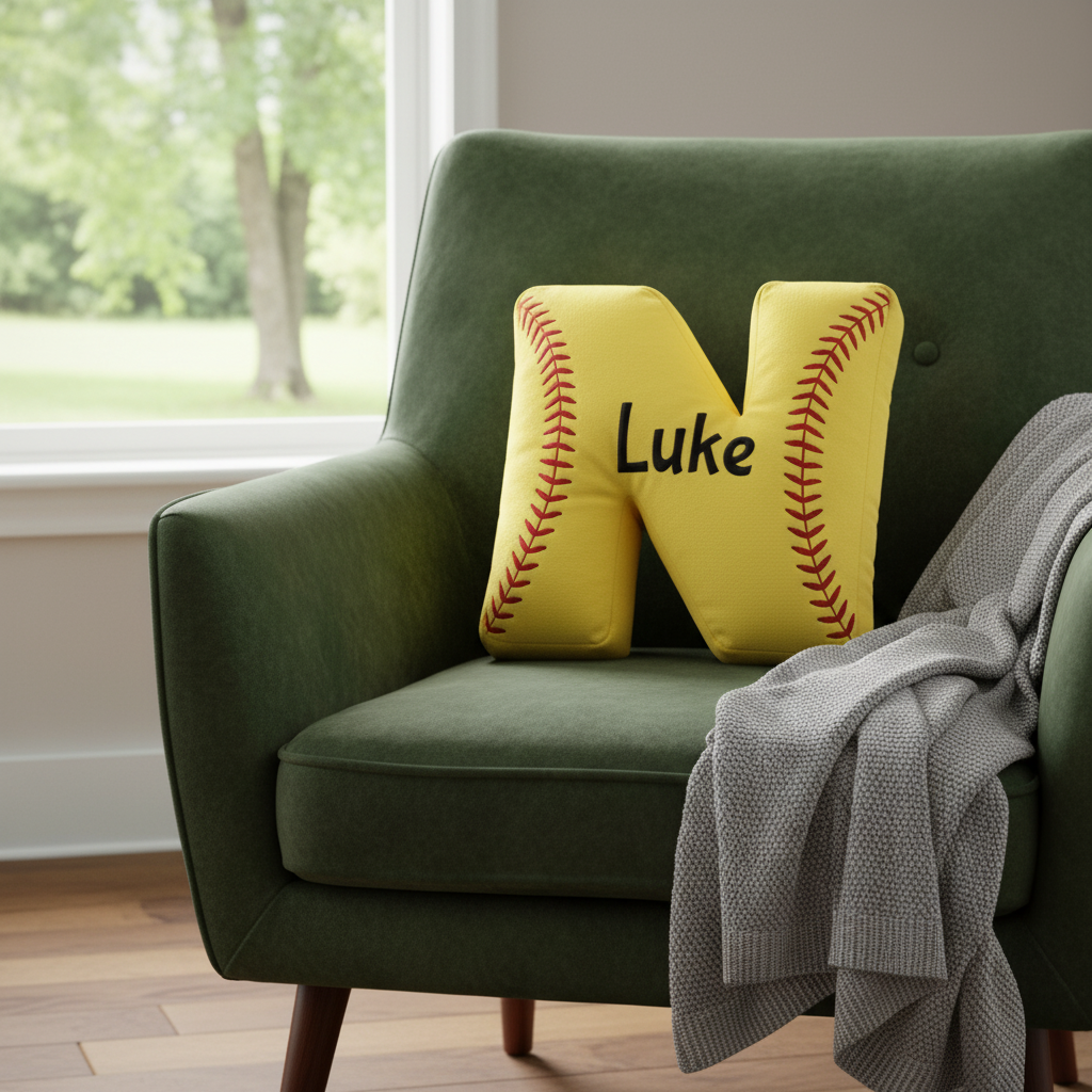 Personalized Sports Pillow, Custom Baseball Cushion with Name, Gift for Young Baseball Fans, Flat Print Decor