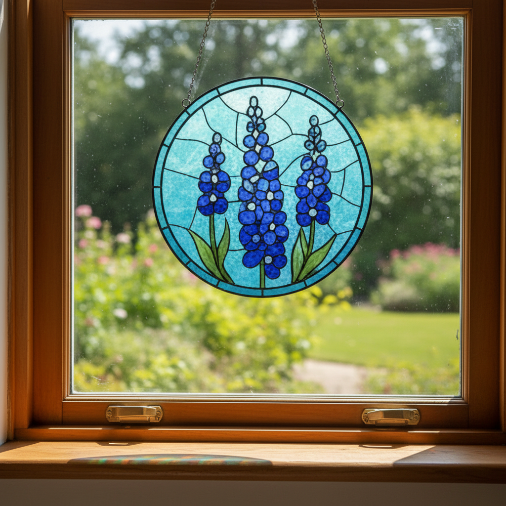 Personalized Birth Month Flower Stained Glass Style Suncatcher, Mom Garden Gift, Decorative Window Hanging Floral Ornament