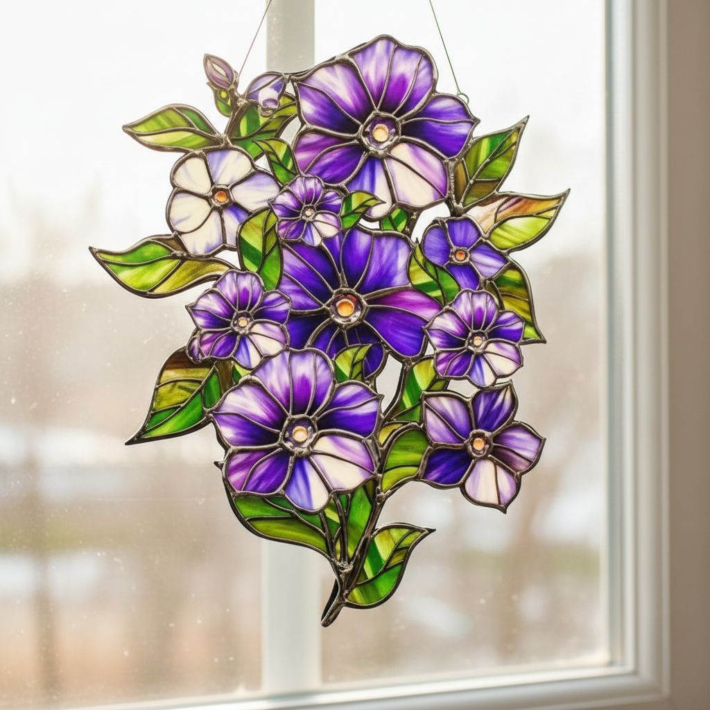 Birth Flower With Name Suncatcher Mother’s Day Gift for Mom, Grandma Garden Birth Month Flower Acrylic Window Hanging