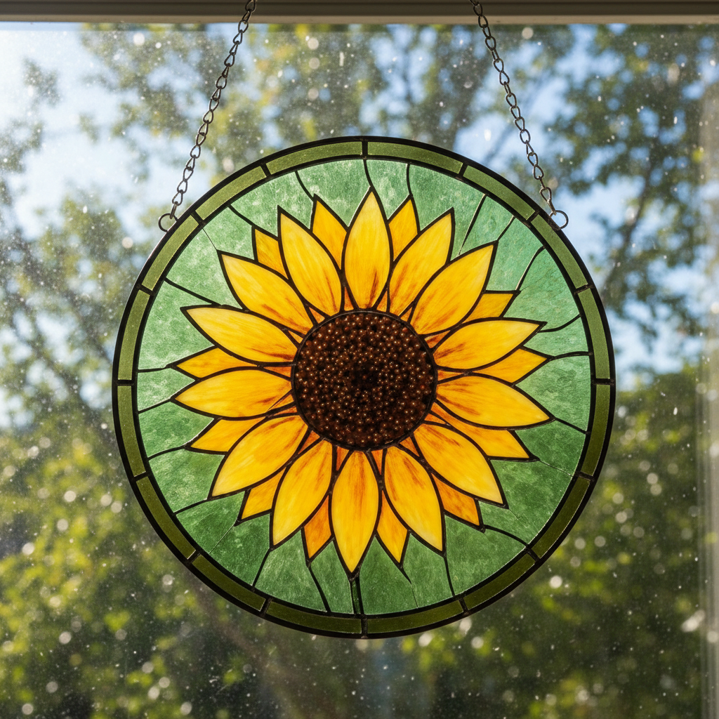 Personalized Birth Month Flower Stained Glass Style Suncatcher, Mom Garden Gift, Decorative Window Hanging Floral Ornament