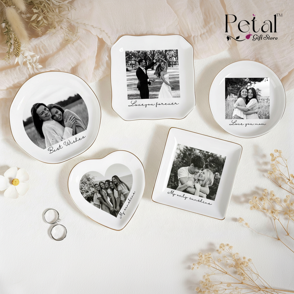 Personalized Photo Trinket Dish: Custom Jewelry Tray, Bridesmaid Proposal Favor Gift for Friend, Bestie
