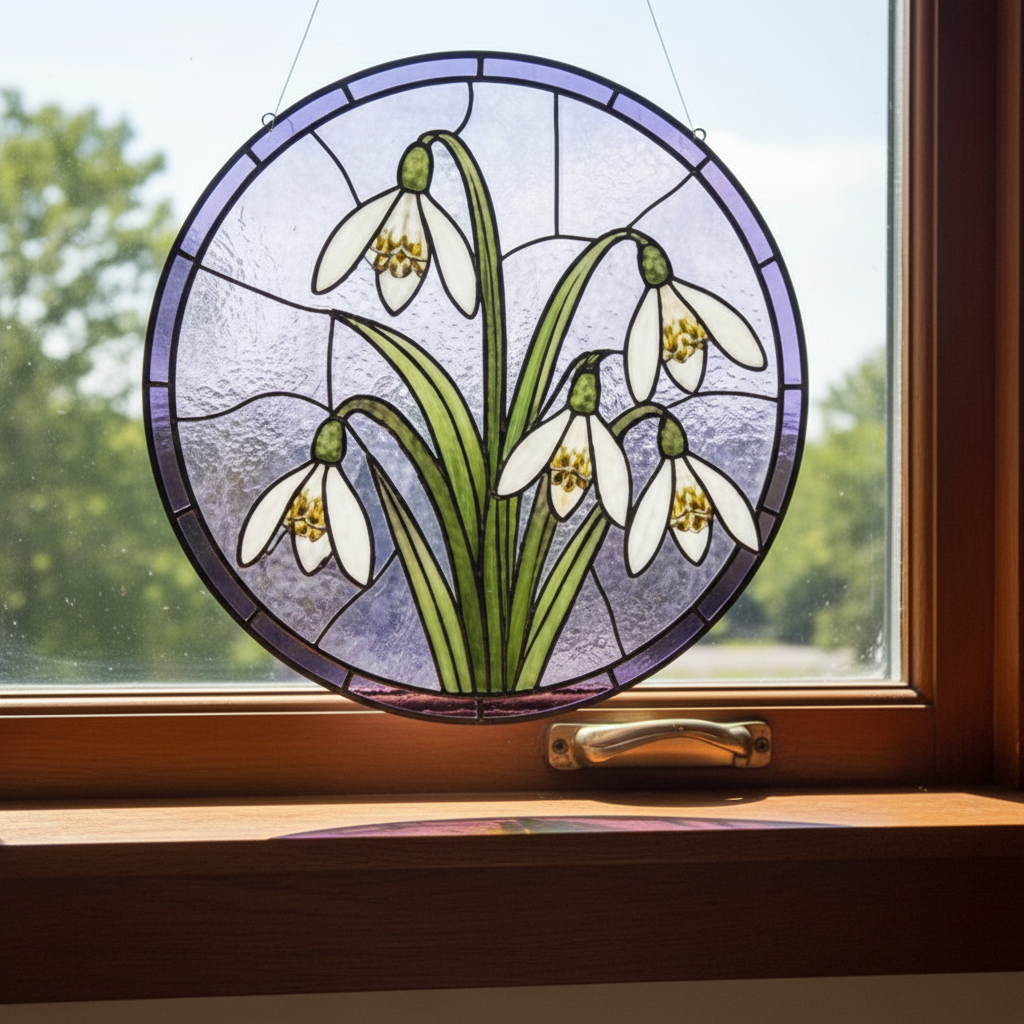 Custom Birth Month Flower Stained Glass Suncatcher, Personalized Mom’s Garden Window Decor, Floral Birth Flower Hanging Ornament Gift