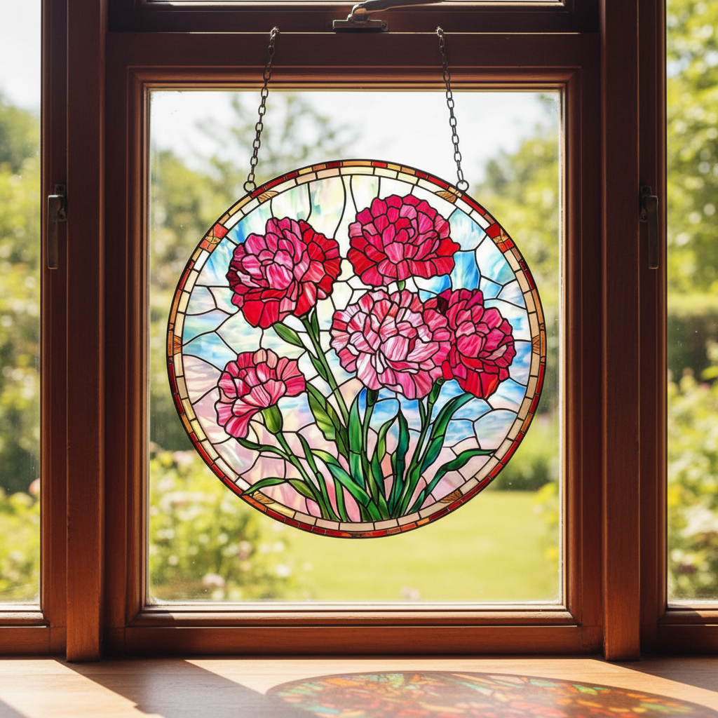 Personalized Birth Flower Name Suncatcher for Mom, Mother’s Day Garden Window Hanging, Birth Month Flower Gift