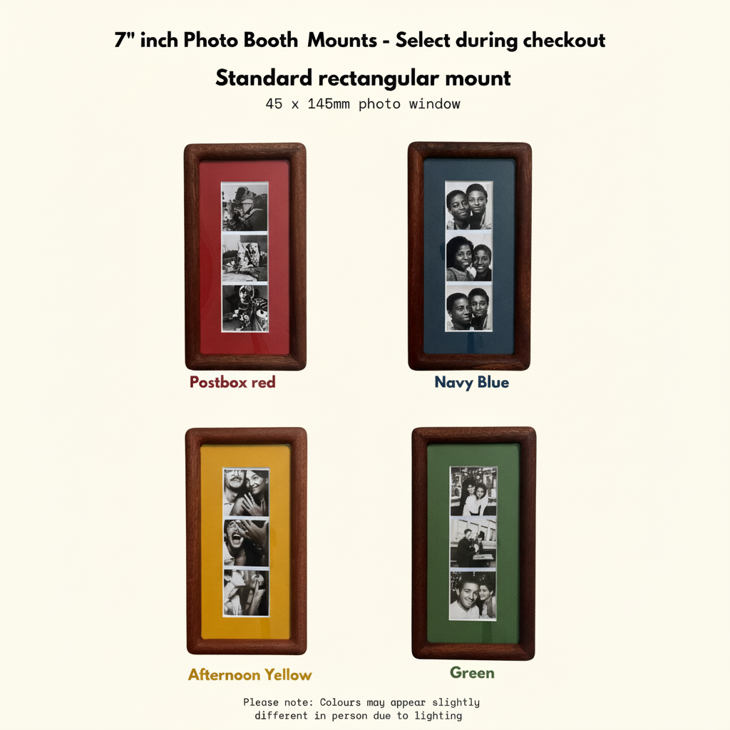 Handmade Walnut Photo Booth Frame with Colour Mount | Photo Strip Frame | Retro Photobooth Picture Frame | Desk or Wall Frame