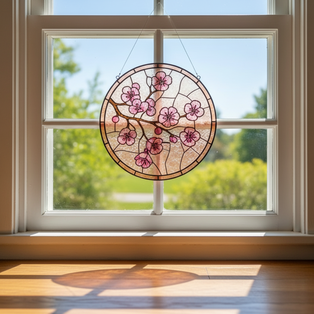 Custom Birth Month Flower Stained Glass Suncatcher, Personalized Mom’s Garden Window Decor, Floral Birth Flower Hanging Ornament Gift