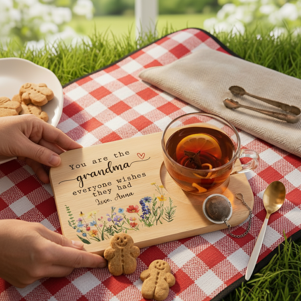 Personalised Grandma Wooden Tea & Biscuit Board - Serving Board - birthday, Christmas gift for gran granny, grandma, nan, nana, nanny, nonna