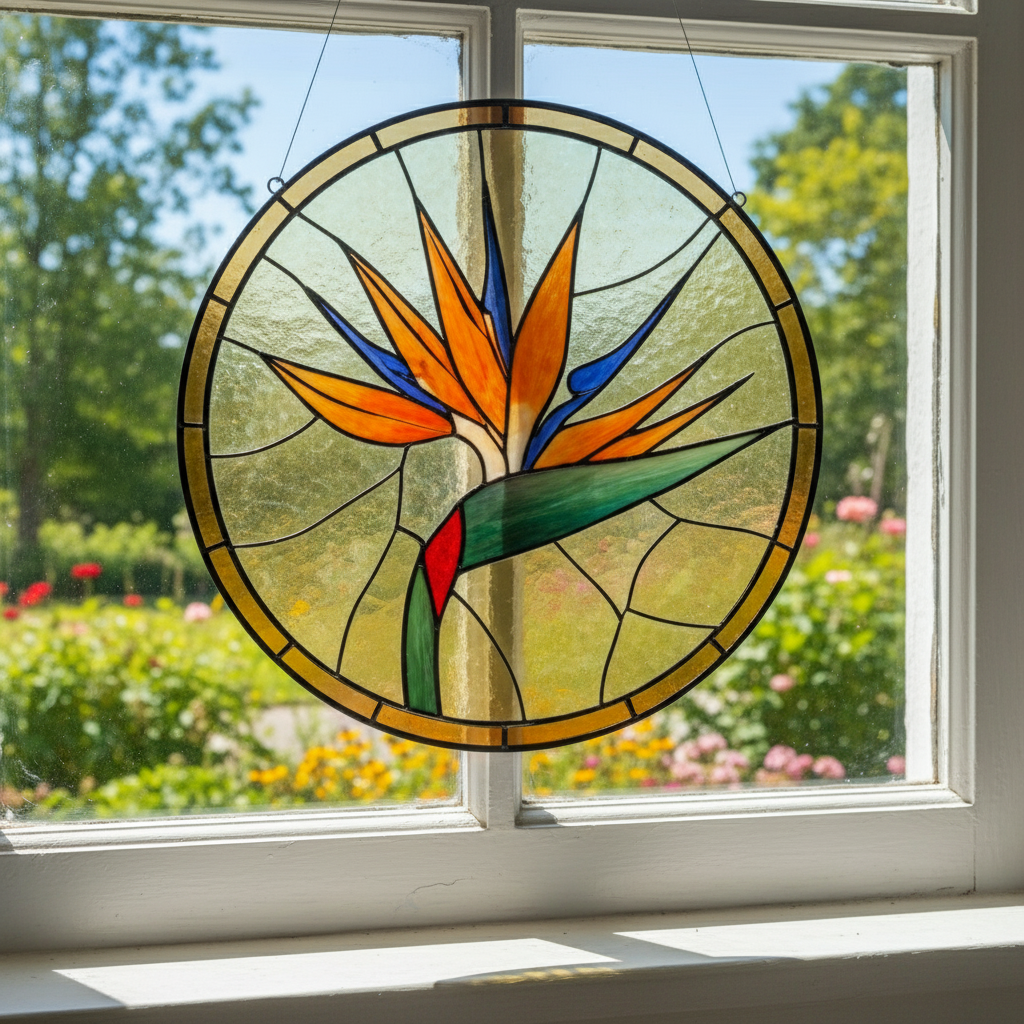 Custom Birth Flower Month Stained Glass Suncatcher, Personalized Mother’s Garden Gift, Floral Window Hanging Ornament