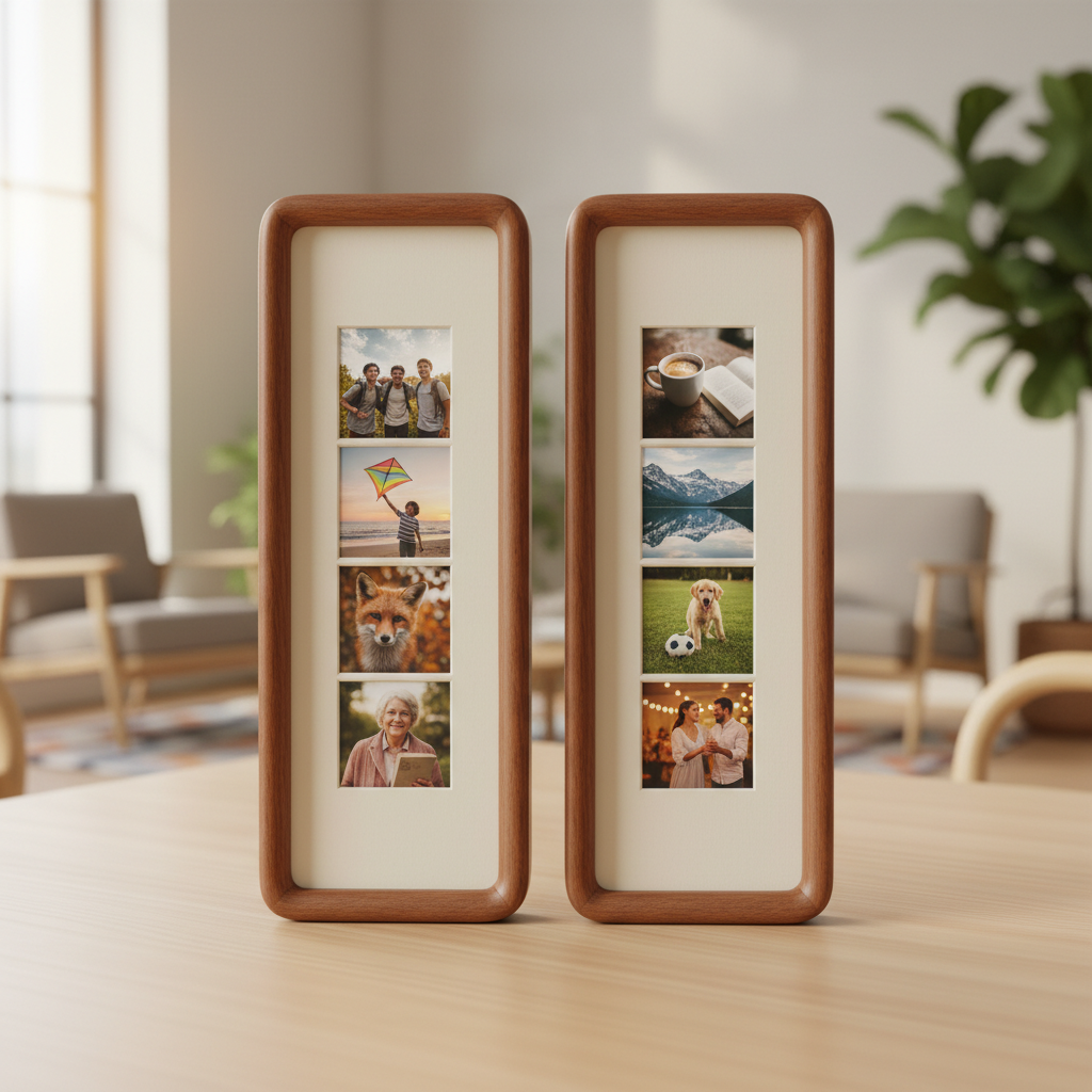 Photobooth Picture Frame, Photo Strip Frame in Solid Wood, Ready to Hang Long Picture Frame for Wall Display, 5.91 x 11.81 Inch