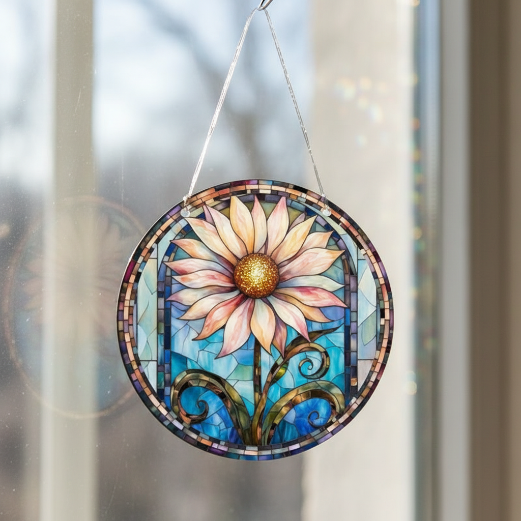 Personalized Birth Month Flower Stained Glass Suncatcher,custom Flowers Window Hanging,birthday Gift for Besties