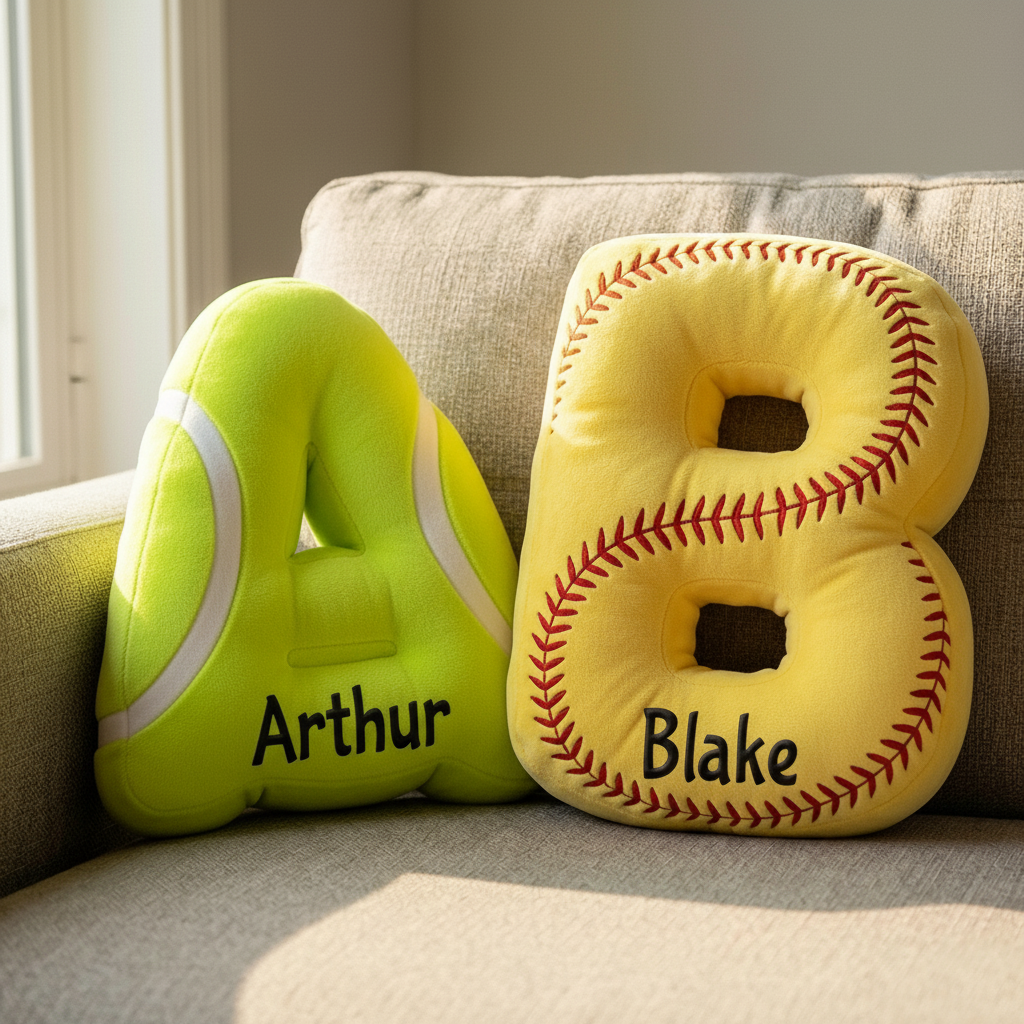 Baseball-Themed Name Pillow, Personalized Cushion Gift for Boys, Custom Sports Decor, Fan Keepsake, Flat Printed