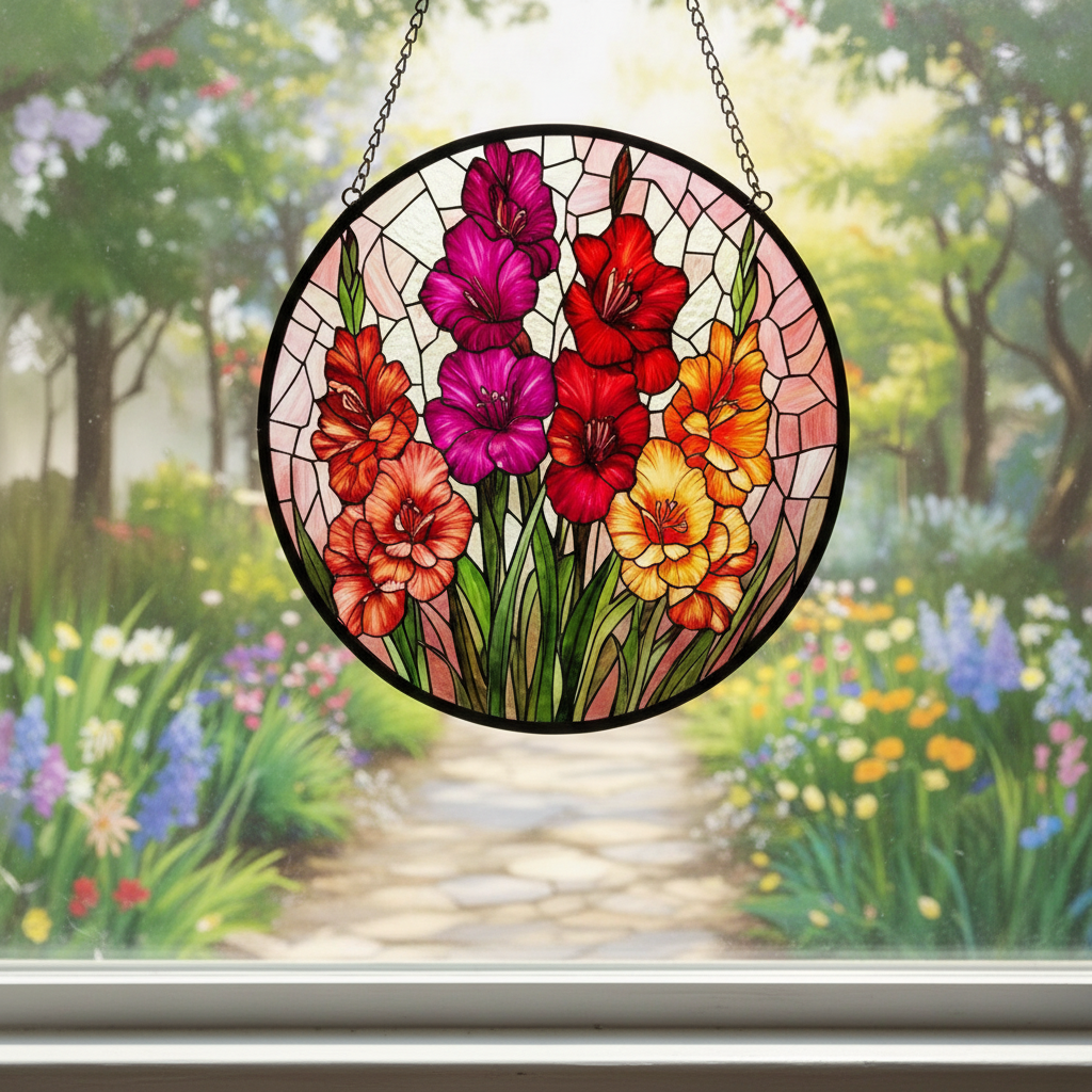Custom Birth Flower Stained Glass Suncatcher, Custom Grandma's Garden Gift, Floral Window Decor for Home & Mother’s Day, Home Decor