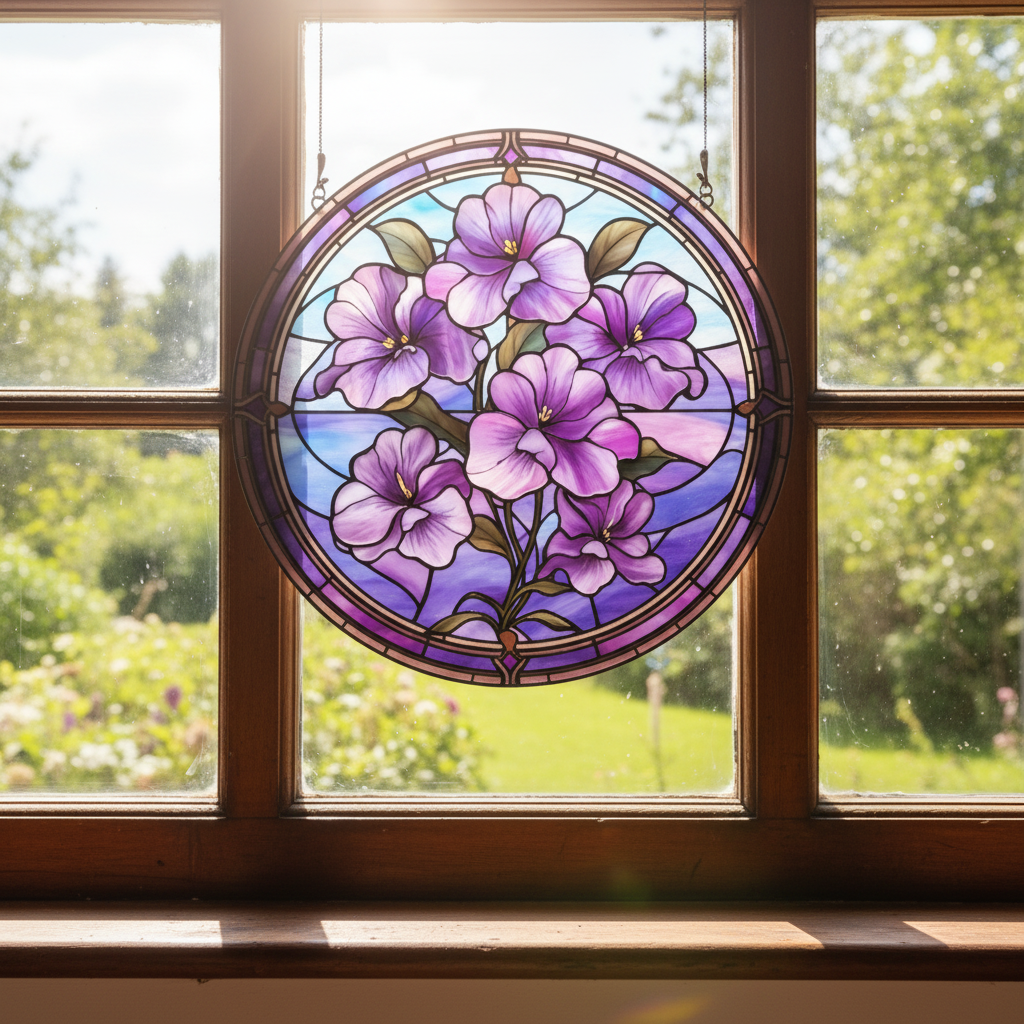 Custom Birth Month Floral Stained Glass Suncatcher, Personalized Garden Gift for Mom, Window Hanging Birth Flower Ornament