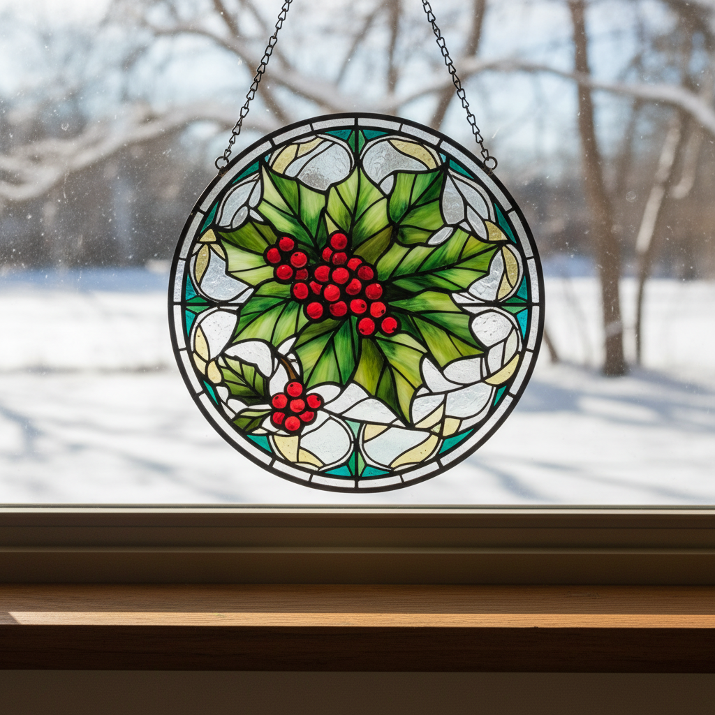 Personalized Birth Flower Stained Glass Round Mini Pill Box with Name and Mirror Birthday Gift for Friends Family