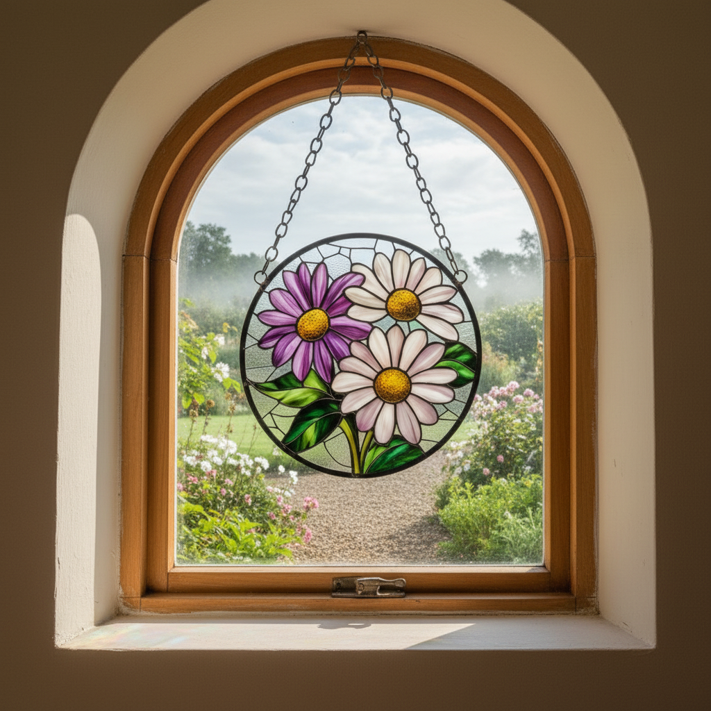 Custom Birth Flower Stained Glass Suncatcher, Custom Grandma's Garden Gift, Floral Window Decor for Home & Mother’s Day, Home Decor
