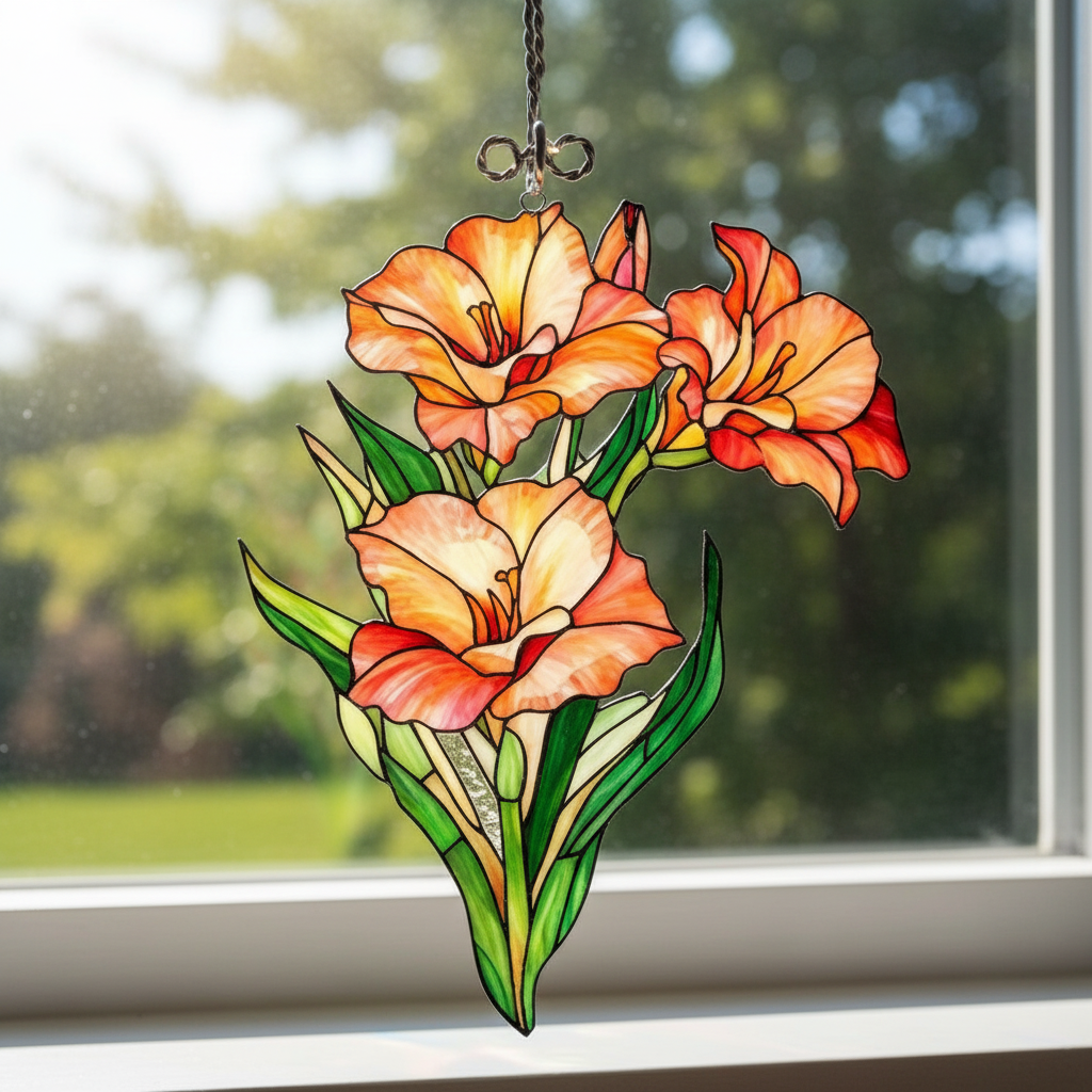 Birth Flower With Name Suncatcher Mother’s Day Gift for Mom, Grandma Garden Birth Month Flower Acrylic Window Hanging