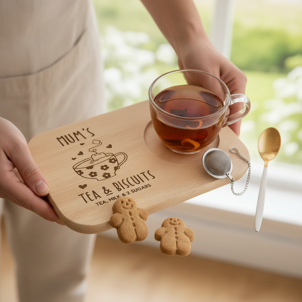 Mother's Day Gift | Wooden Tea & Biscuits Tray for Nanny, Nana, Nanna, Nonna, Granny, Gran | Grandma Gift | Grandma Birthday