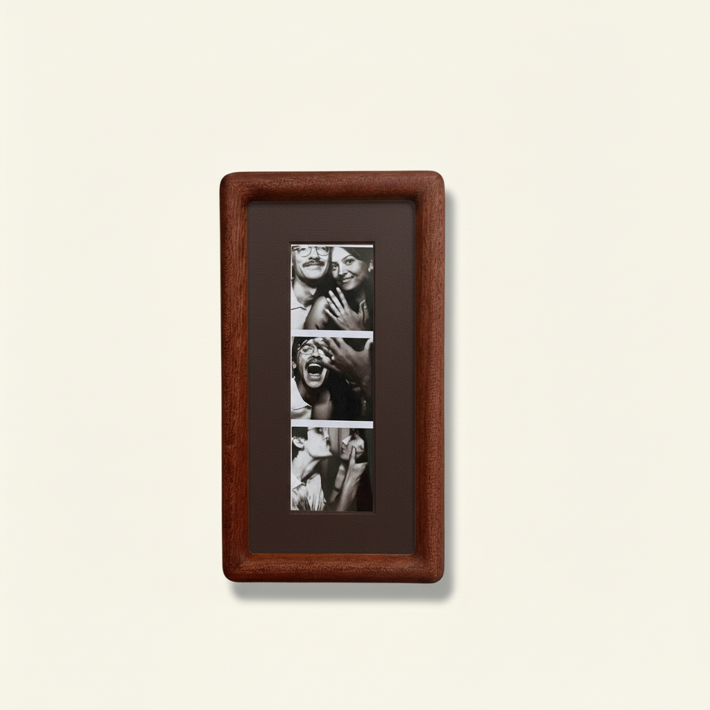 Handmade Walnut Photo Booth Frame with Colour Mount | Photo Strip Frame | Retro Photobooth Picture Frame | Desk or Wall Frame