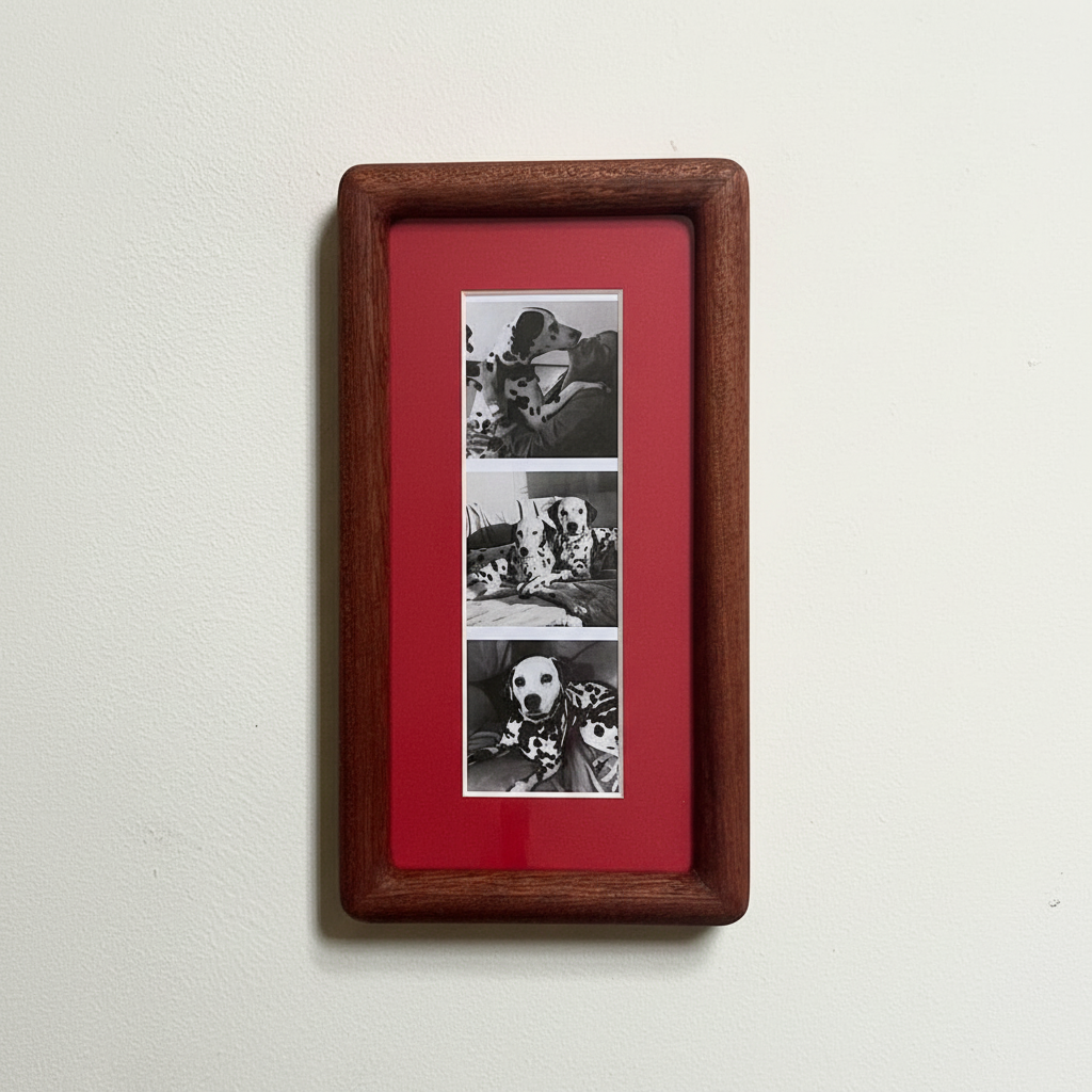 Handmade Walnut Photo Booth Frame with Colour Mount | Photo Strip Frame | Retro Photobooth Picture Frame | Desk or Wall Frame